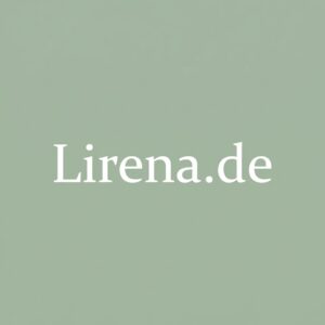 Text "Lirena.de" in weißer Serifenschrift zentriert auf hellgrünem Hintergrund.